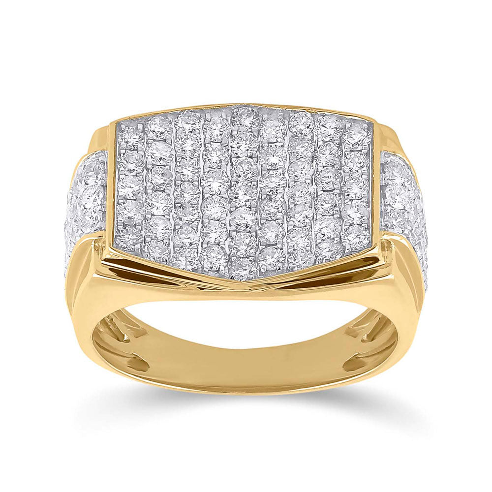 10kt Yellow Gold Mens Radiant Diamond Cluster Ring 2 Cttw