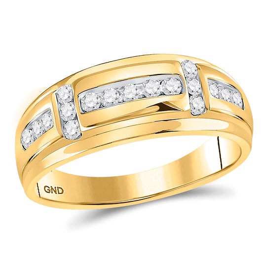 10kt Yellow Gold Mens Round Diamond Wedding Band Ring 1/2 Cttw