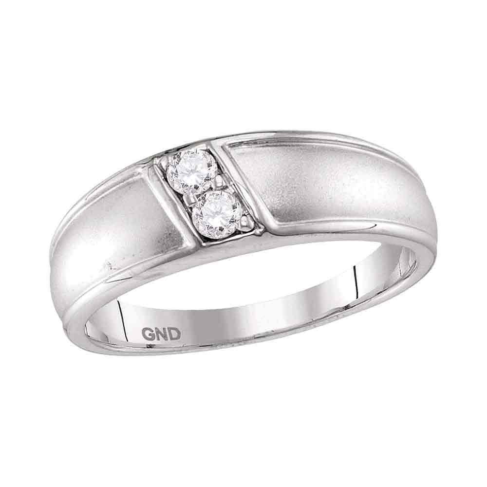 10kt White Gold Womens Round Diamond Band Ring 1/5 Cttw