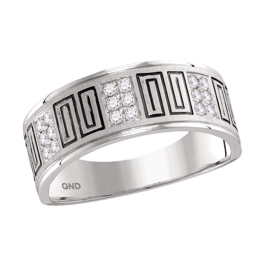 14kt White Gold Mens Round Diamond Wedding Band Ring 1/4 Cttw