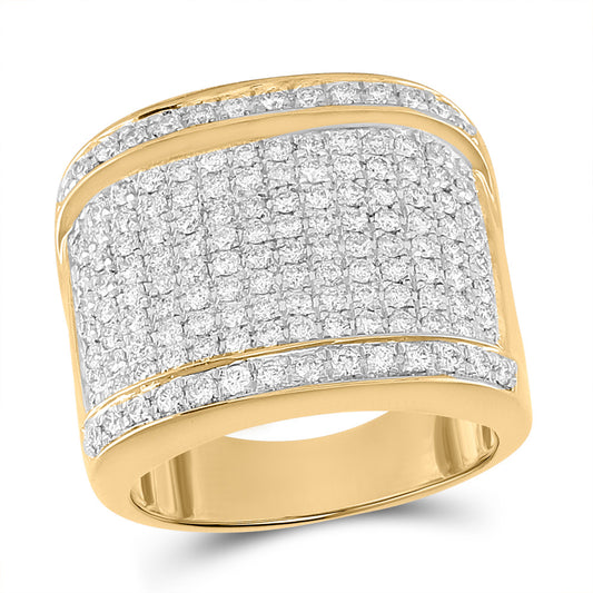 10kt Yellow Gold Mens Round Diamond Fashion Ring 2 Cttw