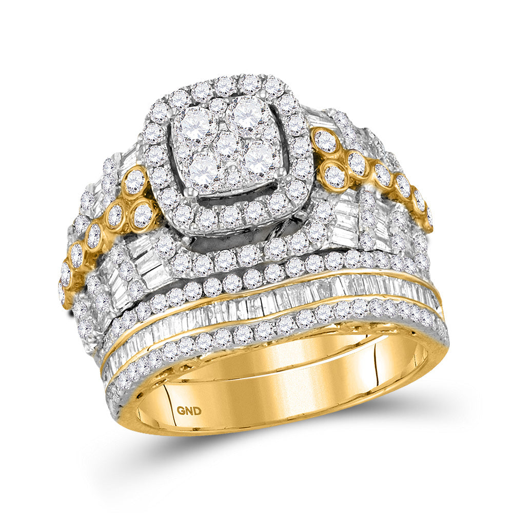 14kt Two-tone Gold Round Diamond Bridal Wedding Ring Band Set 2-1/2 Cttw