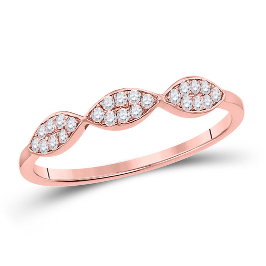 10kt Rose Gold Womens Round Diamond Oval Cluster Stackable Band Ring 1/8 Cttw