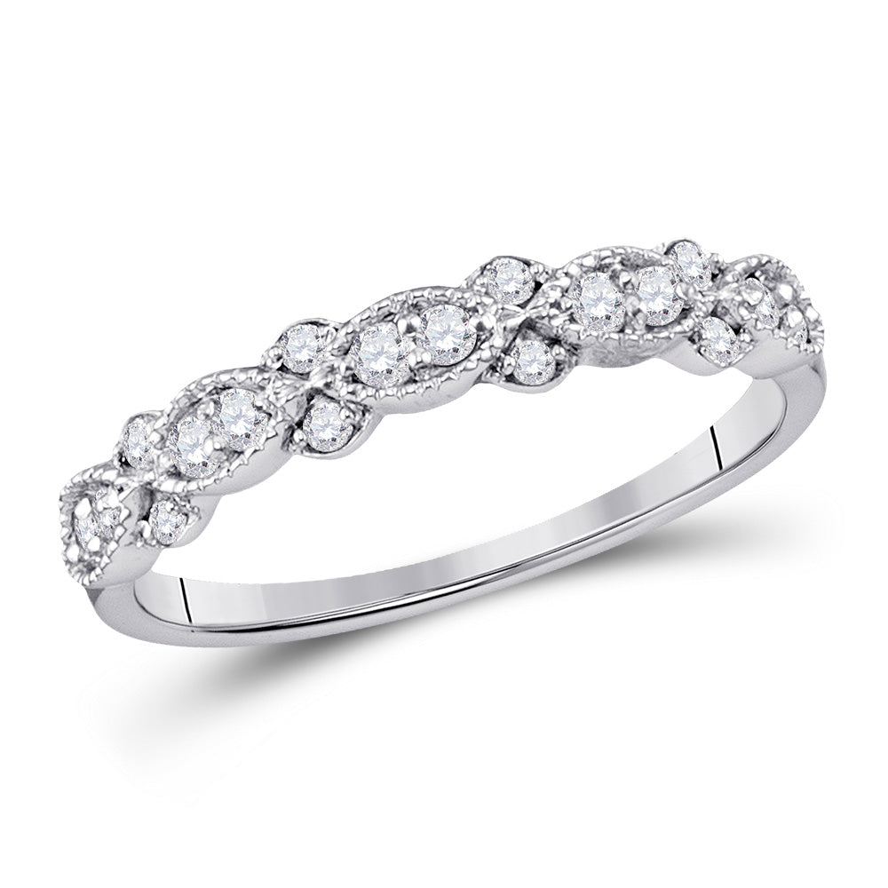 10kt White Gold Womens Round Diamond Stackable Band Ring 1/4 Cttw