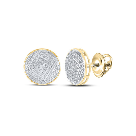 10kt Yellow Gold Mens Round Diamond Circle Earrings 1/4 Cttw