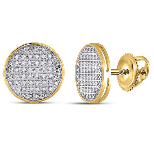 10kt Yellow Gold Mens Round Diamond Circle Earrings 1/5 Cttw