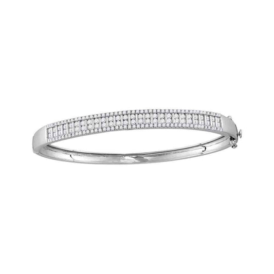 14kt White Gold Womens Round Diamond Bangle Bracelet 2 Cttw