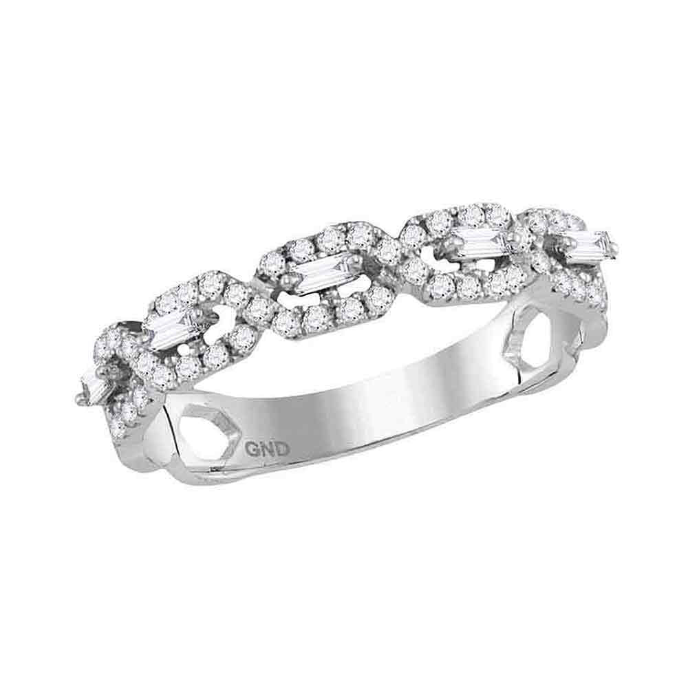 10kt White Gold Womens Round Diamond Twist Stackable Band Ring 1/3 Cttw