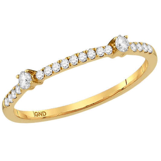 10kt Yellow Gold Womens Round Diamond Single Row Stackable Band Ring 1/6 Cttw