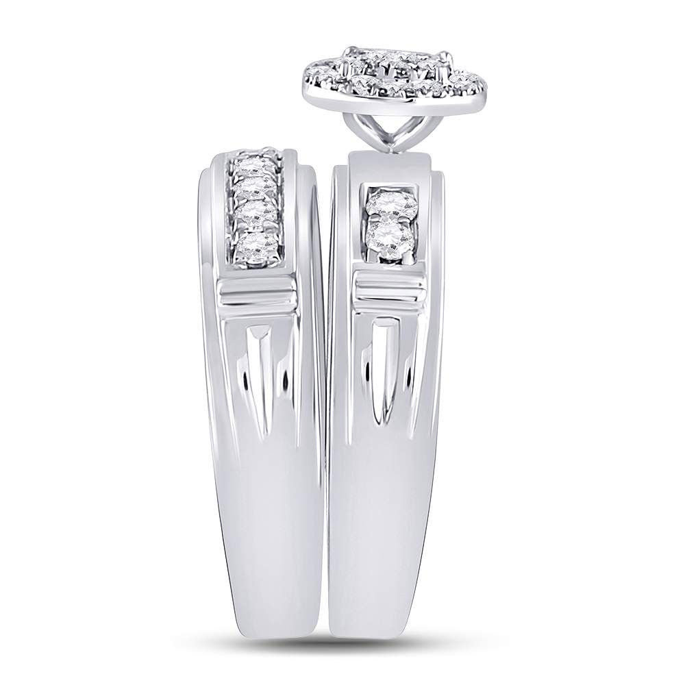 14kt White Gold His Hers Round Diamond Solitaire Matching Wedding Set 1 Cttw