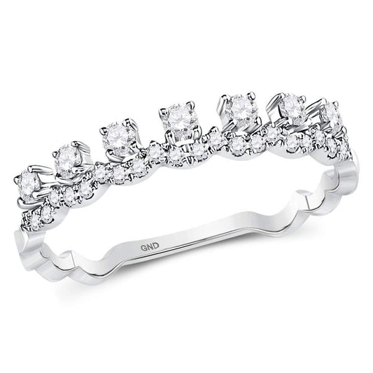 10kt White Gold Womens Round Diamond Stackable Band Ring 1/3 Cttw