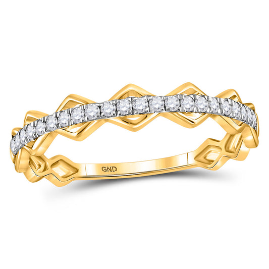 10kt Yellow Gold Womens Round Diamond Link Stackable Band Ring 1/5 Cttw