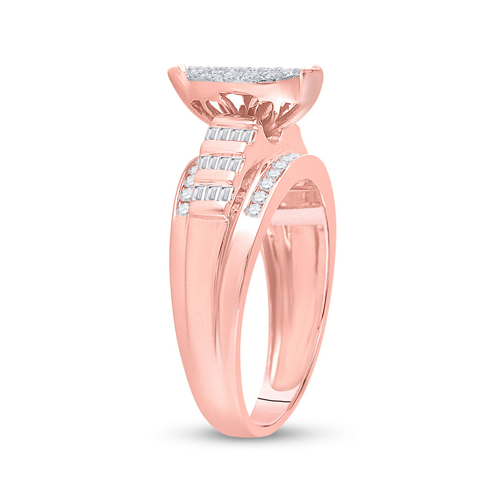 10kt Rose Gold Round Diamond Cluster Bridal Wedding Engagement Ring 1/2 Cttw