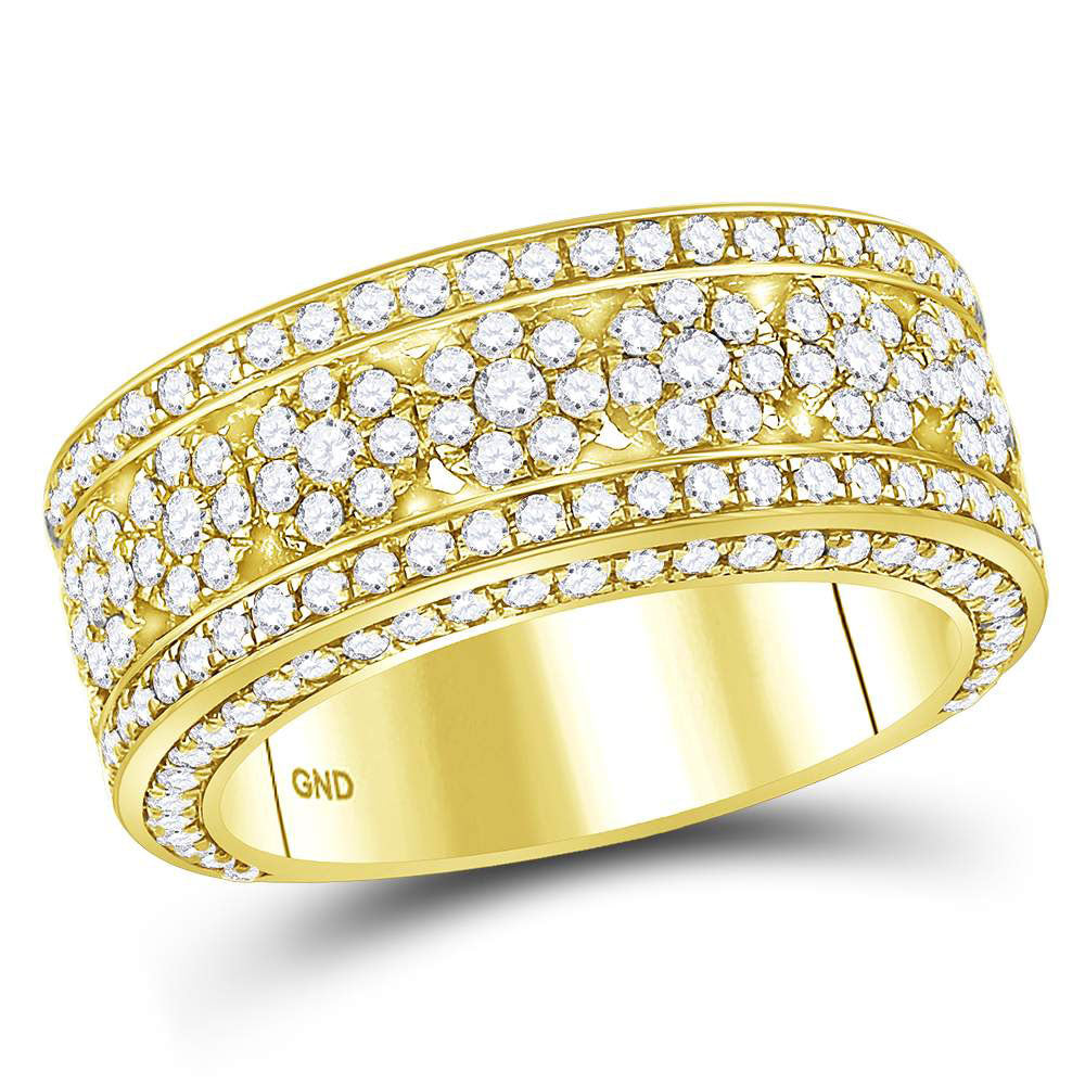 14kt Yellow Gold Mens Round Diamond Cluster Band Ring 2-5/8 Cttw