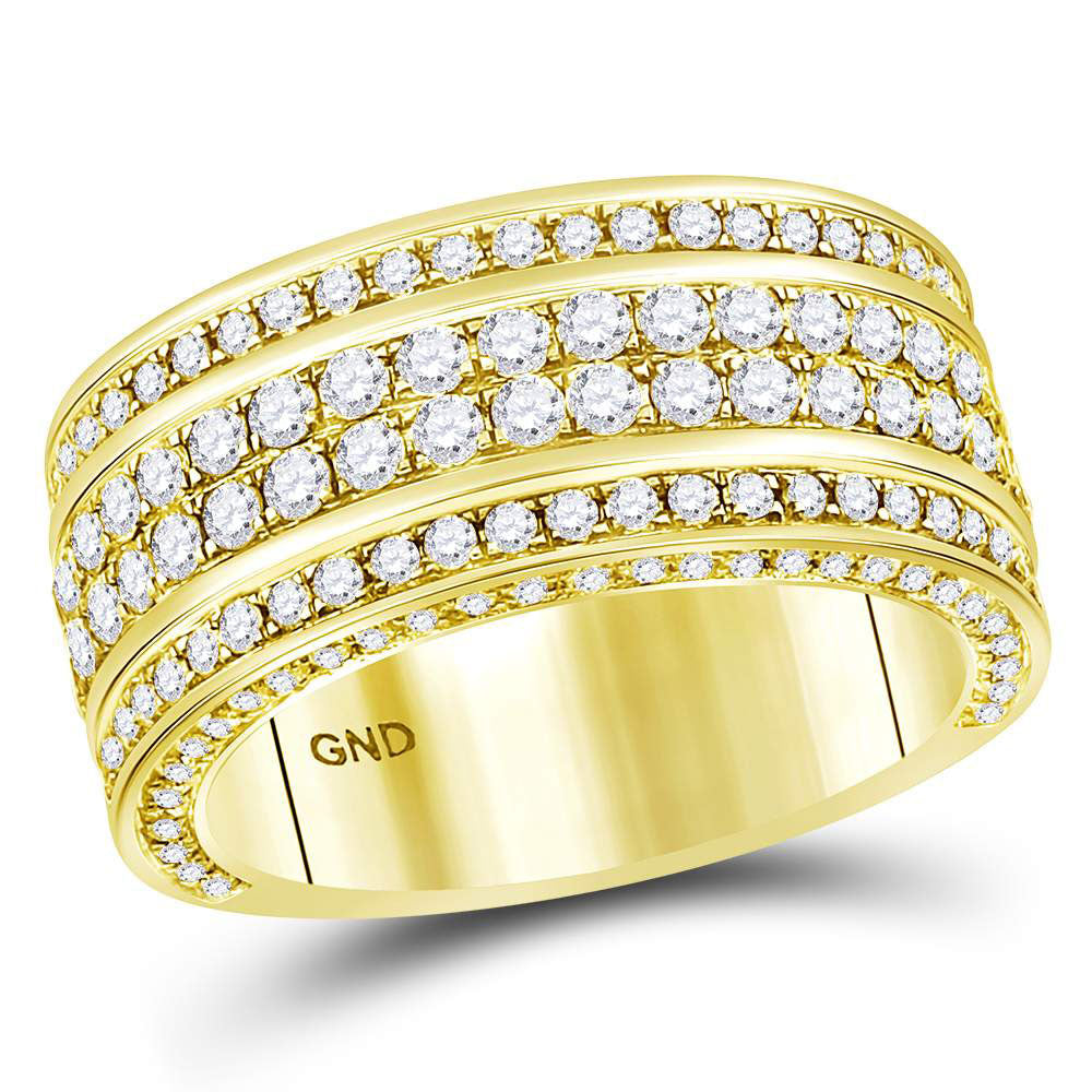 14kt Yellow Gold Mens Round Diamond Luxury Lined Band Ring 2-3/4 Cttw
