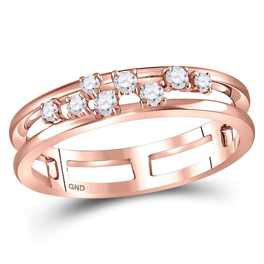 10kt Rose Gold Womens Round Diamond Split Band Ring 1/5 Cttw