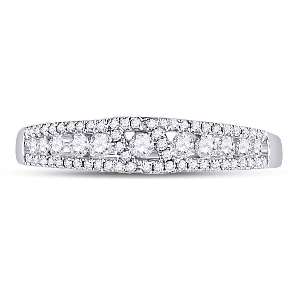 14kt White Gold Womens Round Diamond Anniversary Band Ring 1/2 Cttw