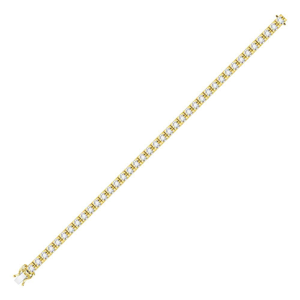 10kt Yellow Gold Womens Round Diamond Studded Tennis Bracelet 7 Cttw