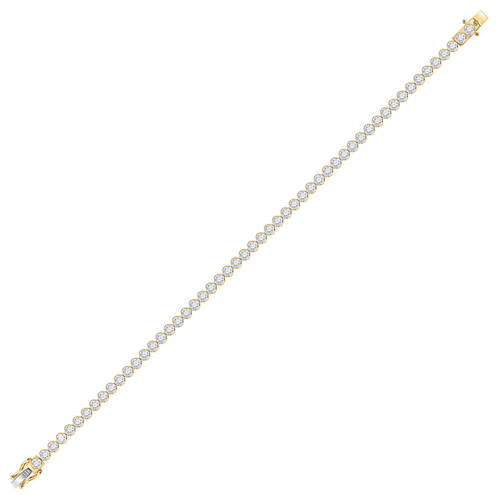 10kt Yellow Gold Mens Round Diamond Studded Tennis Bracelet 8 Cttw