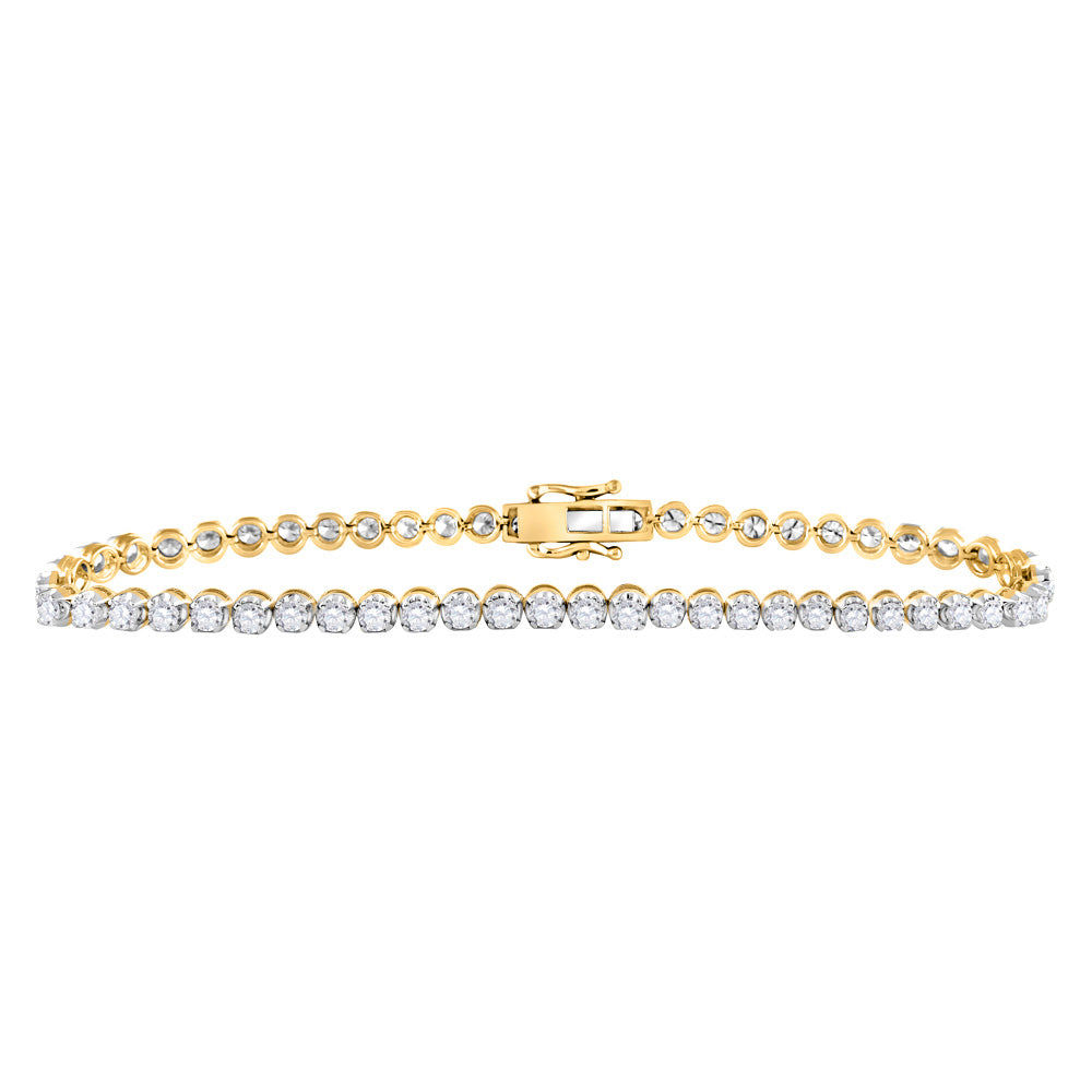 10kt Yellow Gold Mens Round Diamond Studded Tennis Bracelet 8 Cttw