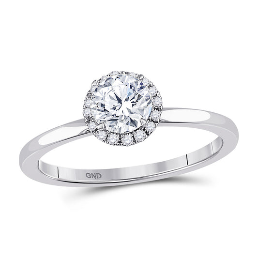 14kt White Gold Round Diamond Solitaire Bridal Wedding Engagement Ring 7/8 Cttw