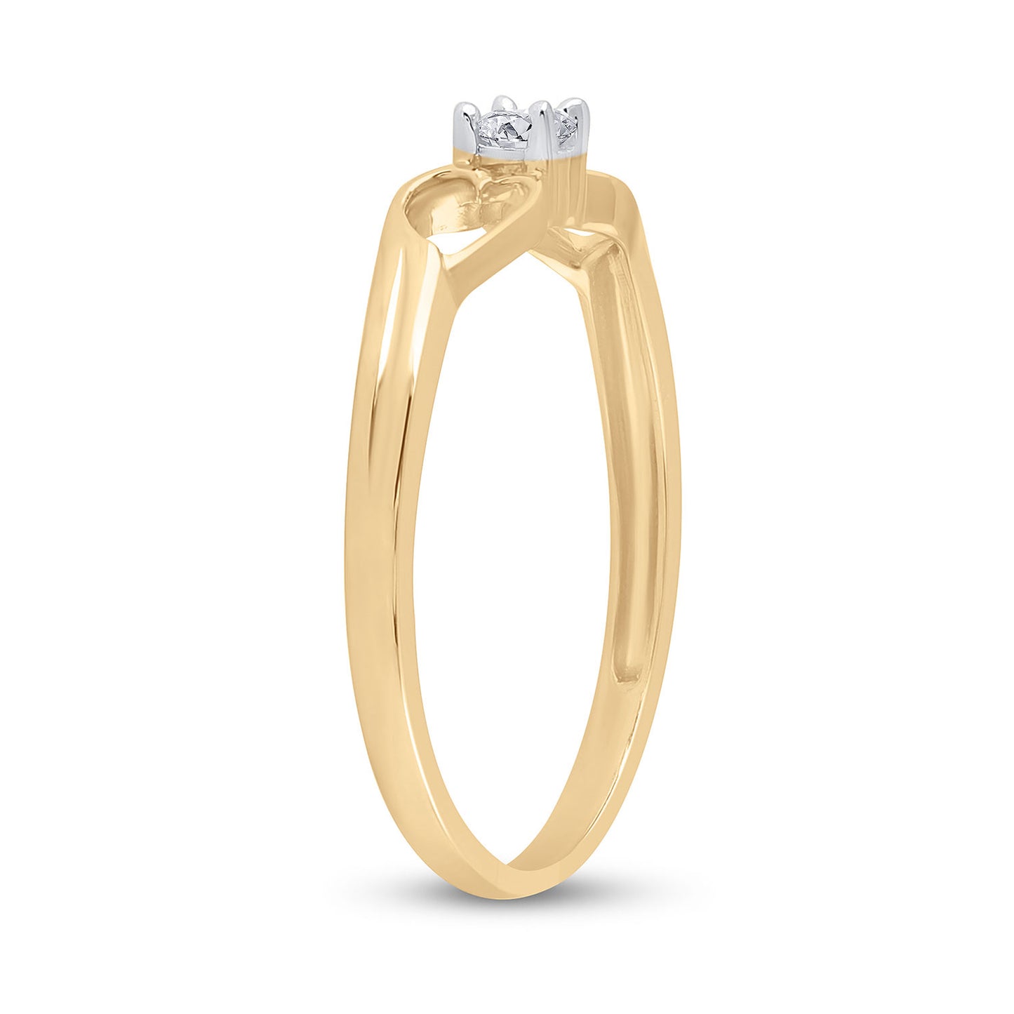 10kt Yellow Gold Womens Round Diamond Solitaire Heart Promise Ring 1/10 Cttw