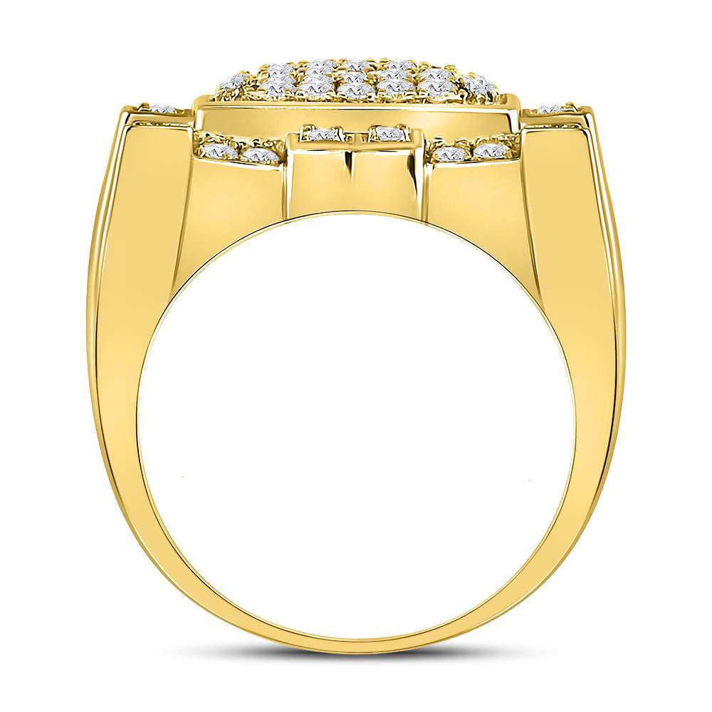 10kt Yellow Gold Mens Round Diamond Square Cluster Ring 1-1/2 Cttw