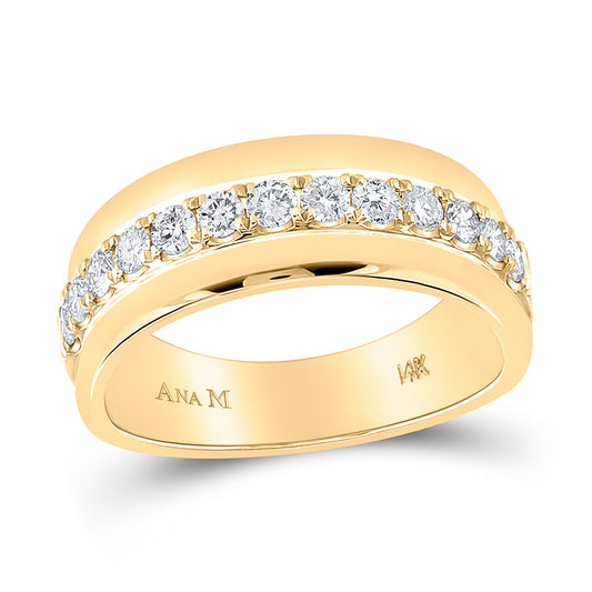 14kt Yellow Gold Mens Machine Set Round Diamond Wedding Band Ring 3/4 Cttw