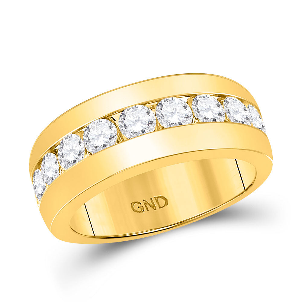 14kt Yellow Gold Mens Round Diamond Single Row Channel-set Band Ring 2 Cttw