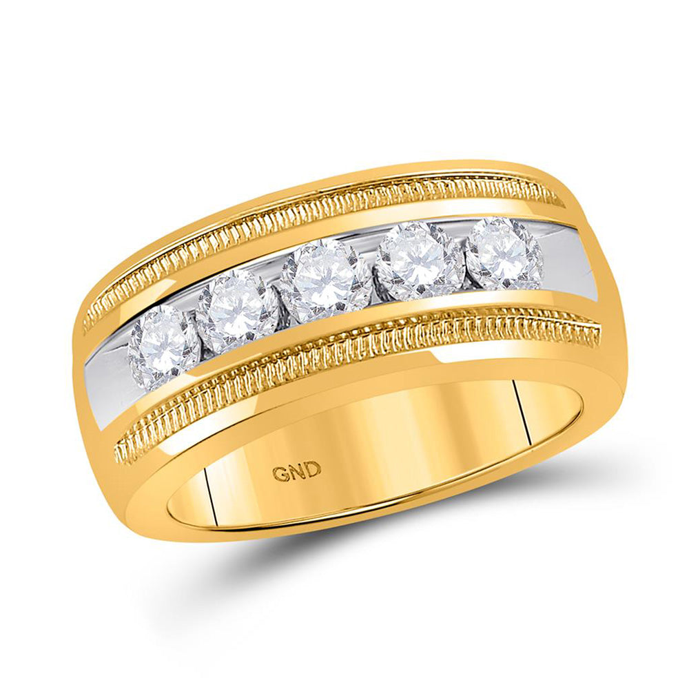 14kt Yellow Gold Mens Round Diamond Wedding Band Ring 1-1/2 Cttw