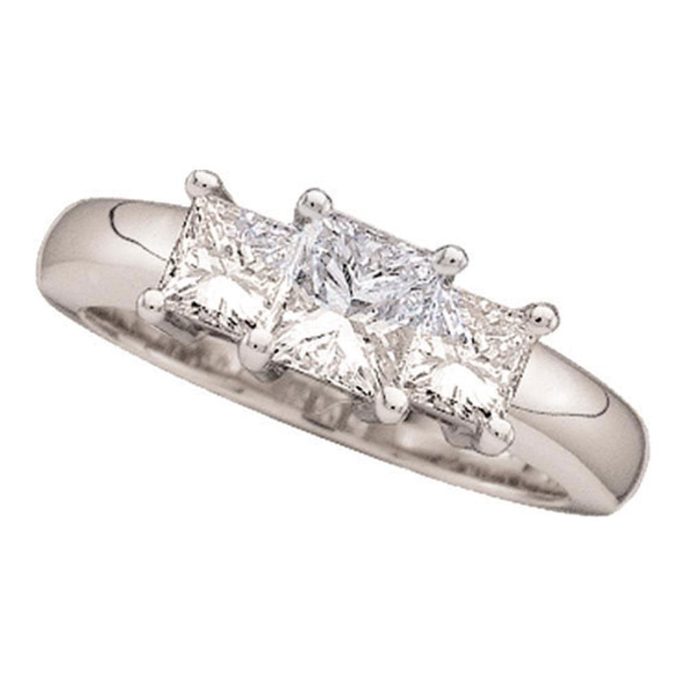 14kt White Gold Princess Diamond 3-stone Bridal Wedding Engagement Ring 1/2 Cttw