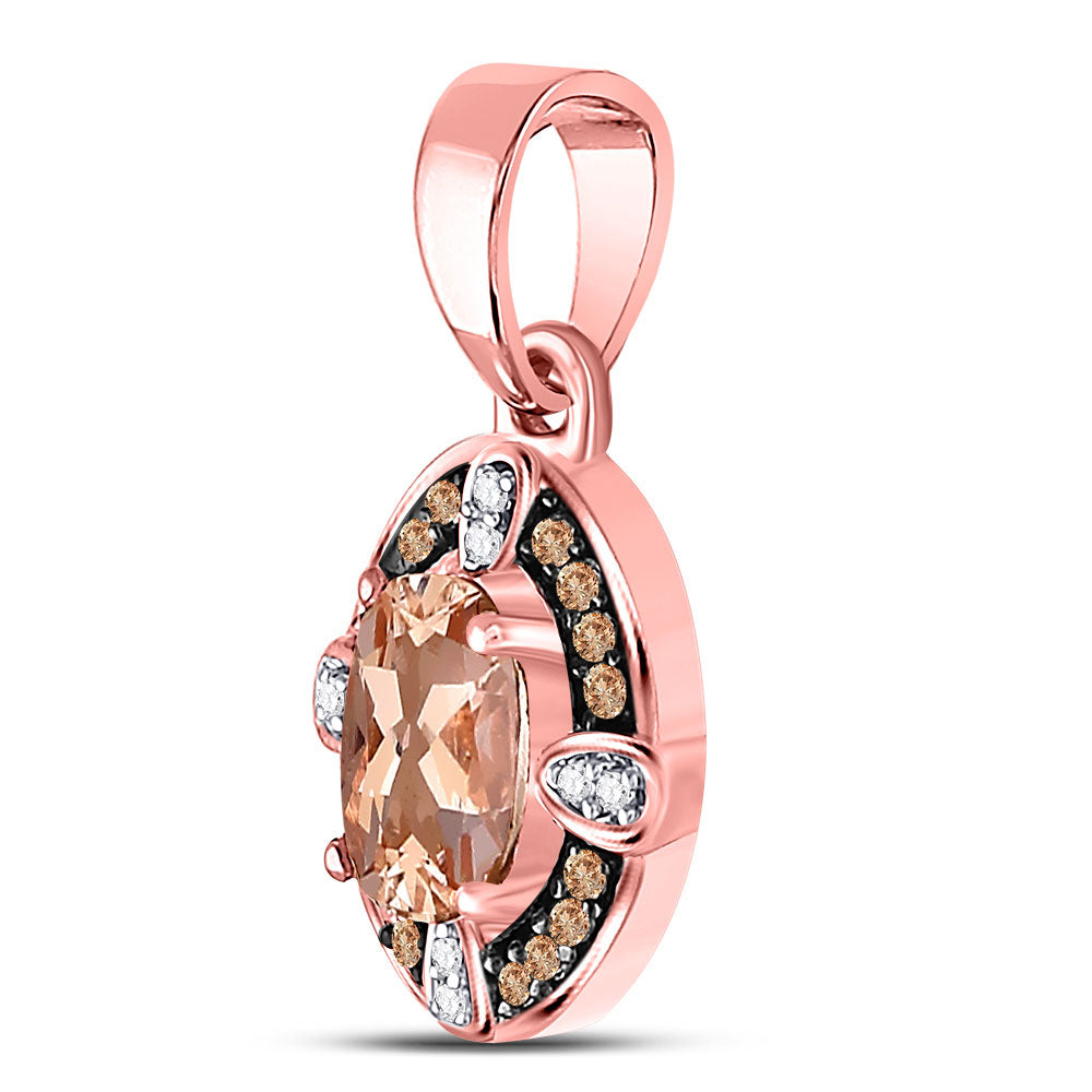 10kt Rose Gold Womens Oval Morganite Fashion Solitaire Pendant 1 Cttw