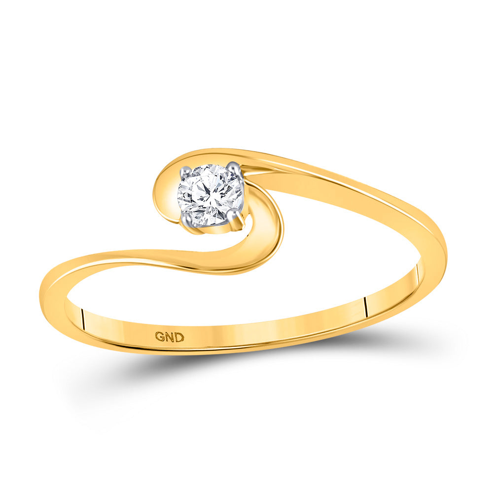 10kt Yellow Gold Womens Round Diamond Round Swirl Promise Ring 1/10 Cttw