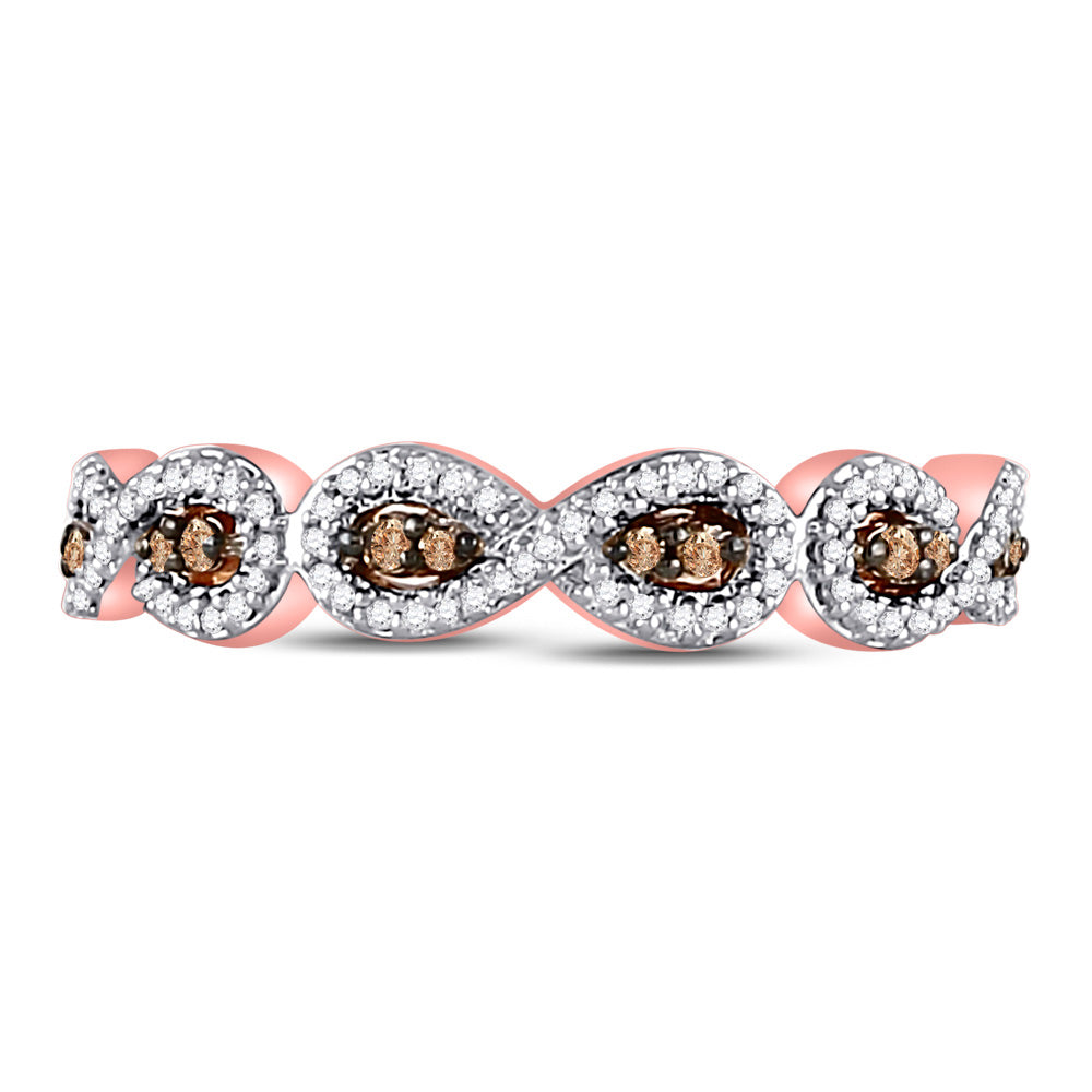 10kt Rose Gold Womens Round Brown Diamond Band Ring 1/4 Cttw