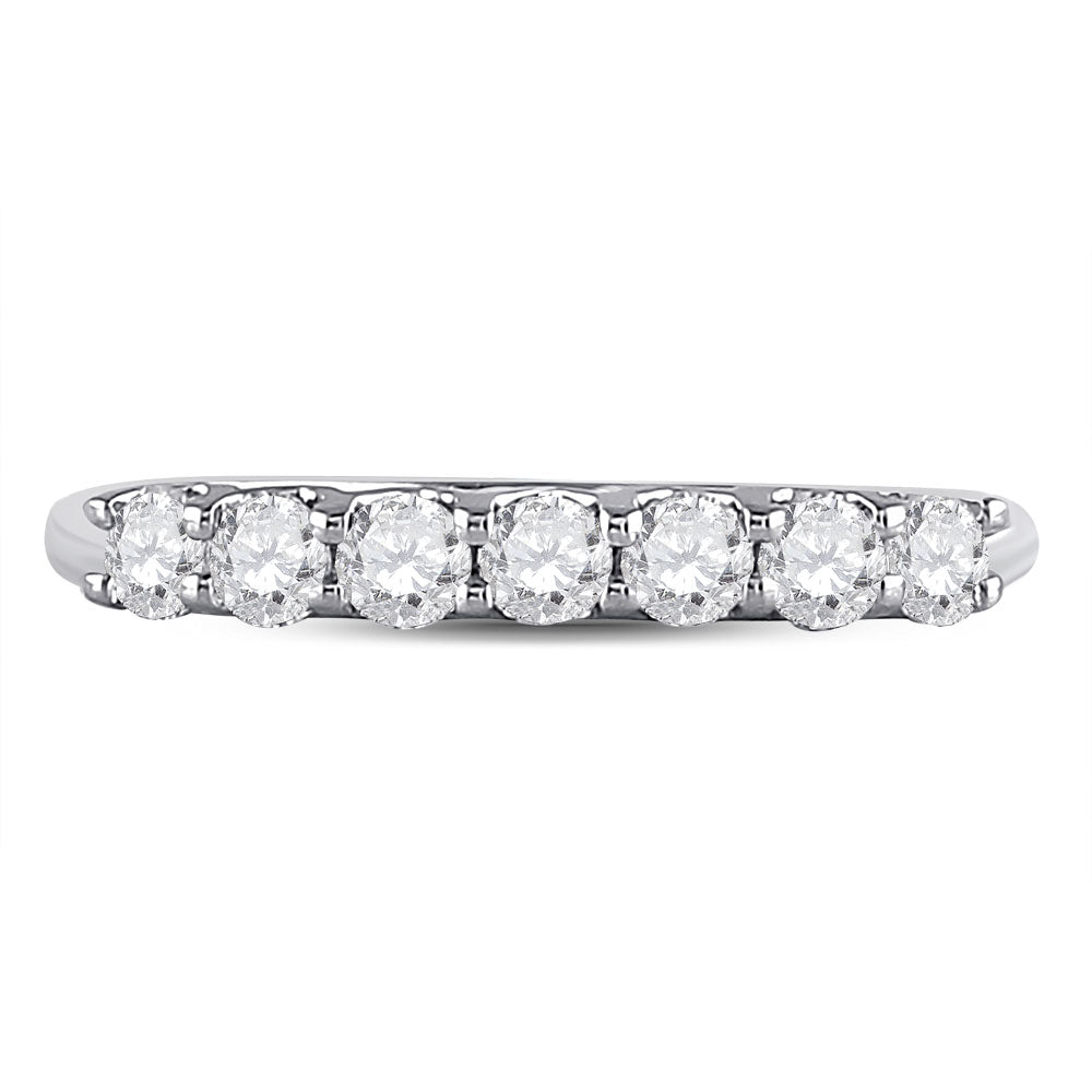 14kt White Gold Womens Round Diamond Anniversary Band Ring 1/2 Cttw