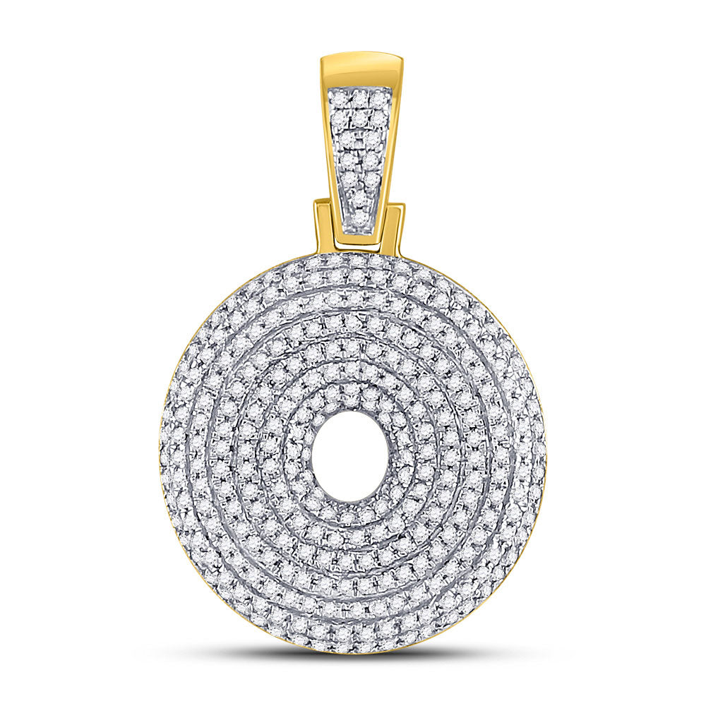 10kt Yellow Gold Mens Round Diamond Bubble O Letter Charm Pendant 7/8 Cttw