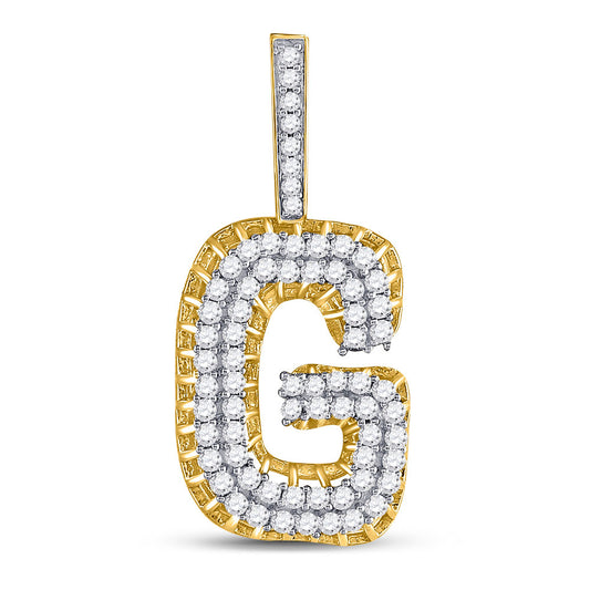 10kt Yellow Gold Mens Round Diamond "G" Charm Pendant 1-3/8 Cttw