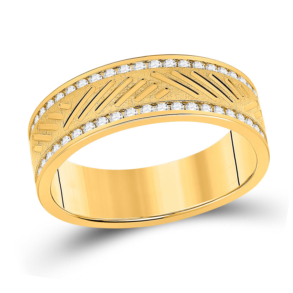 10kt Yellow Gold Mens Round Diamond Wedding Machine Set Band Ring 1/2 Cttw