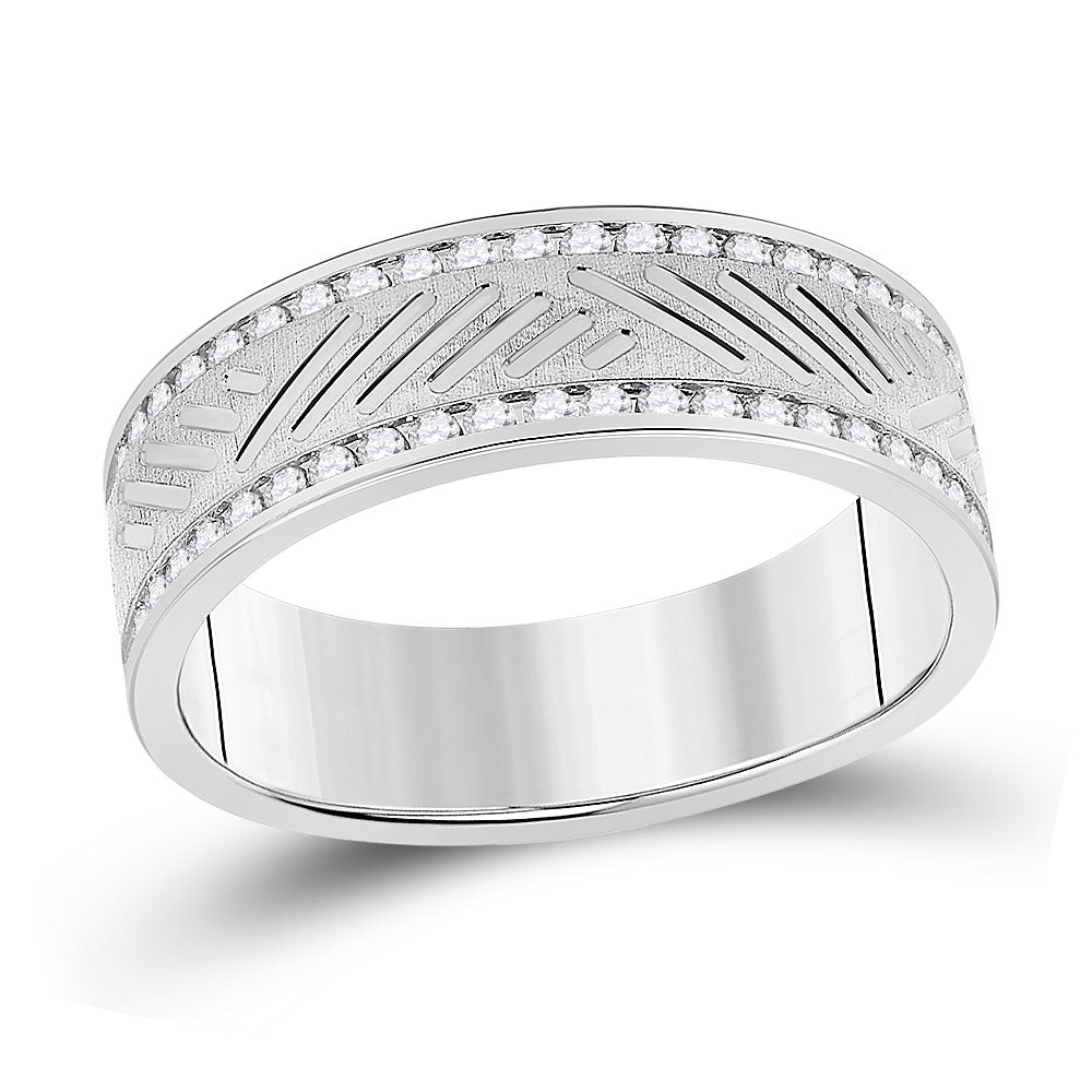 10kt White Gold Mens Round Diamond Wedding Machine Set Band Ring 1/2 Cttw