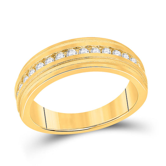 10kt Yellow Gold Mens Round Diamond Wedding Single Row Band Ring 1/2 Cttw