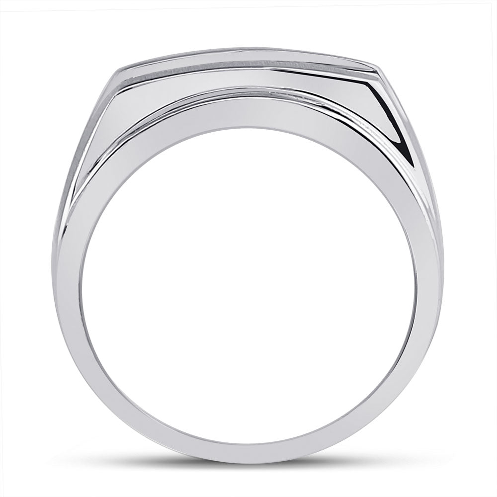 14kt White Gold Mens Round Diamond 5-stone Wedding Ring 5/8 Cttw