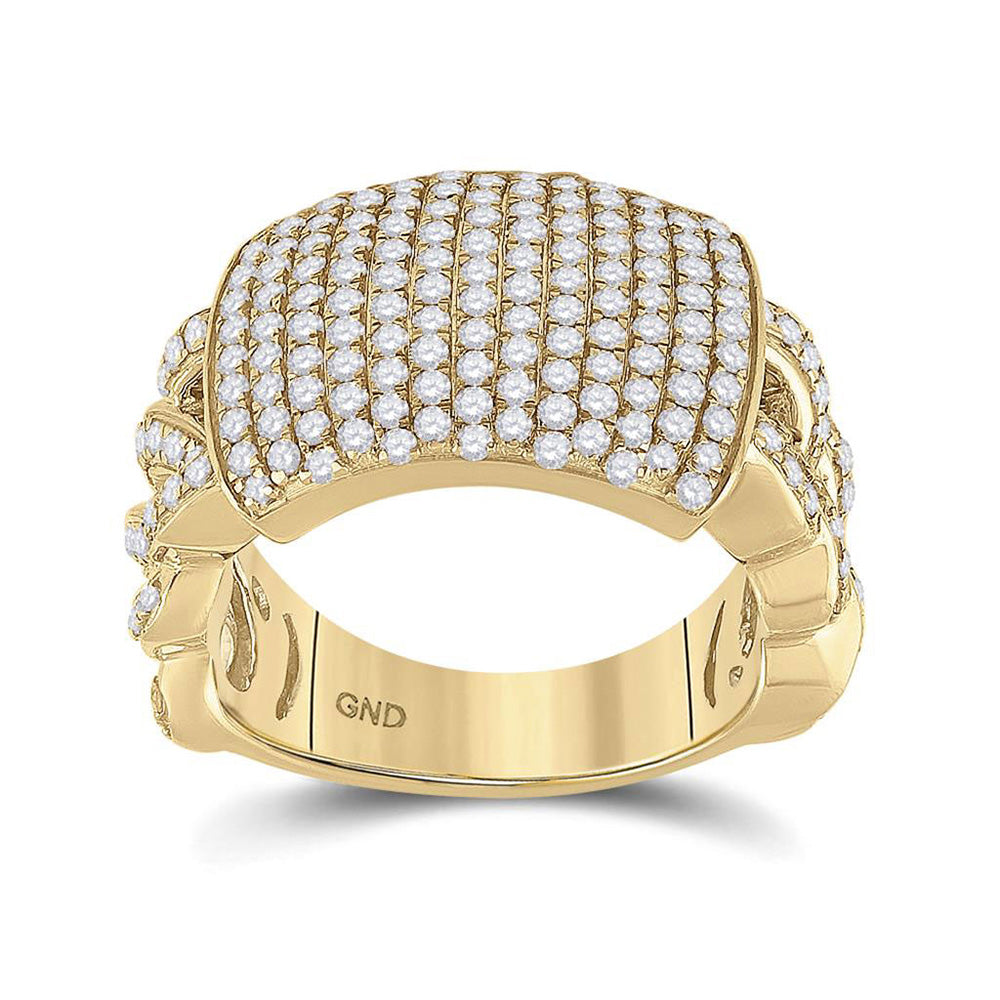 10kt Yellow Gold Mens Round Diamond Statement Fashion Ring 2 Cttw