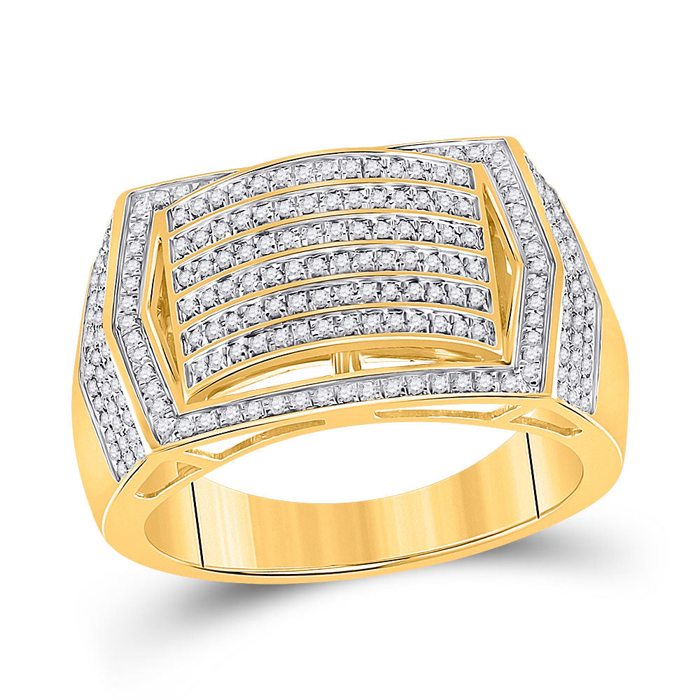 10kt Yellow Gold Mens Round Diamond Cluster Ring 5/8 Cttw