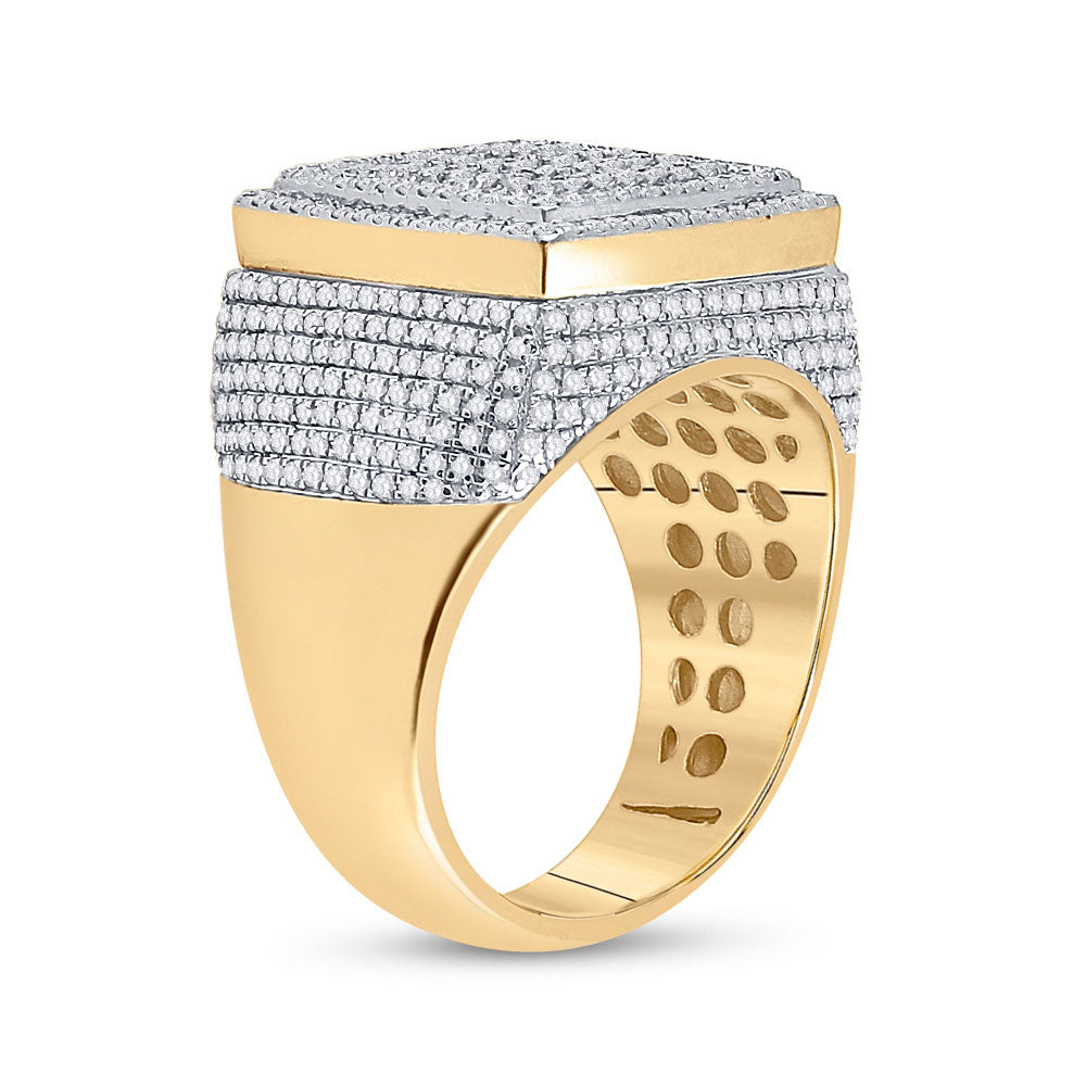 10kt Yellow Gold Mens Baguette Diamond Square Ring 2 Cttw