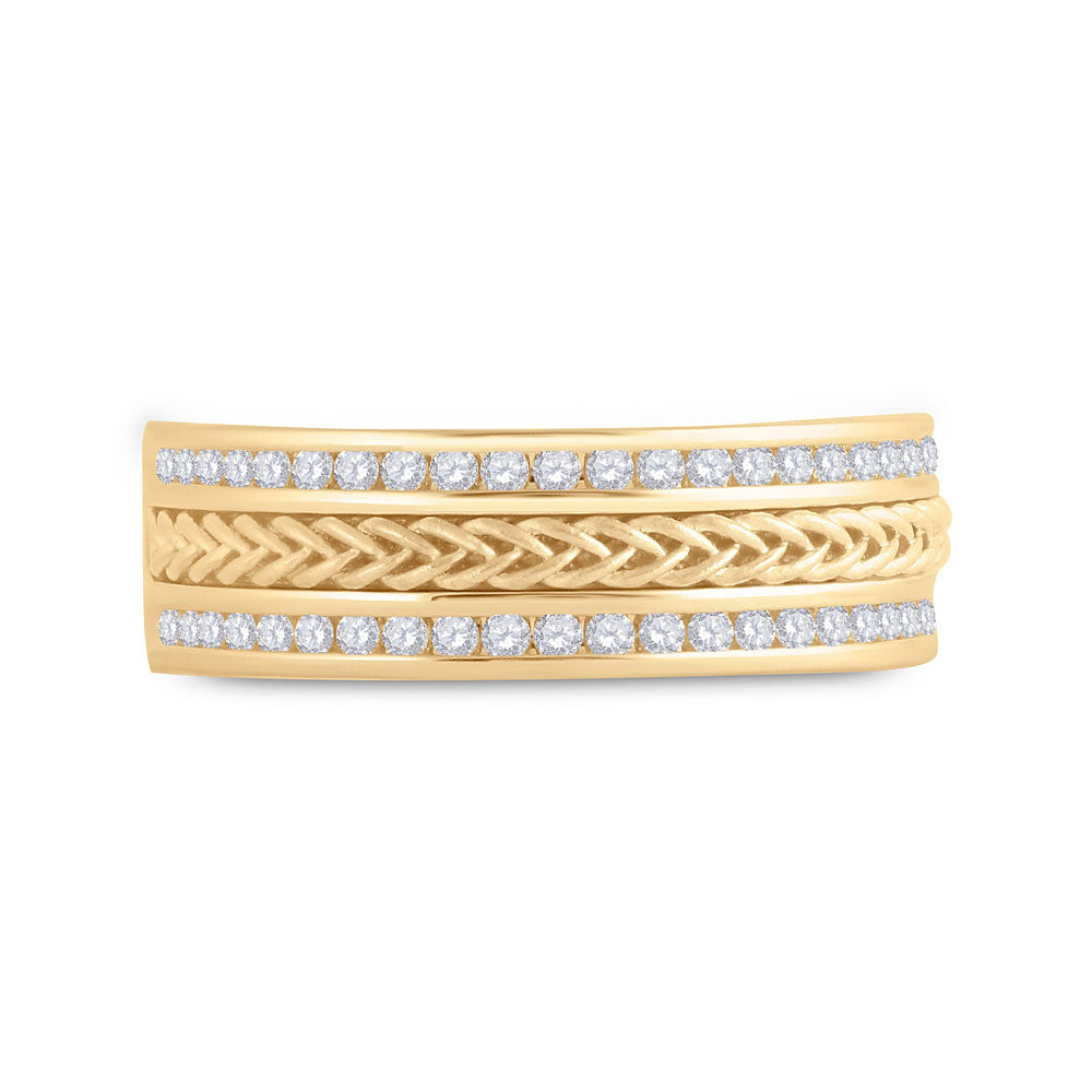 14kt Yellow Gold Mens Round Diamond Wedding Braided Band Ring 1/2 Cttw