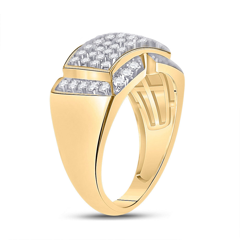 10kt Yellow Gold Mens Round Diamond Fashion Ring 1 Cttw