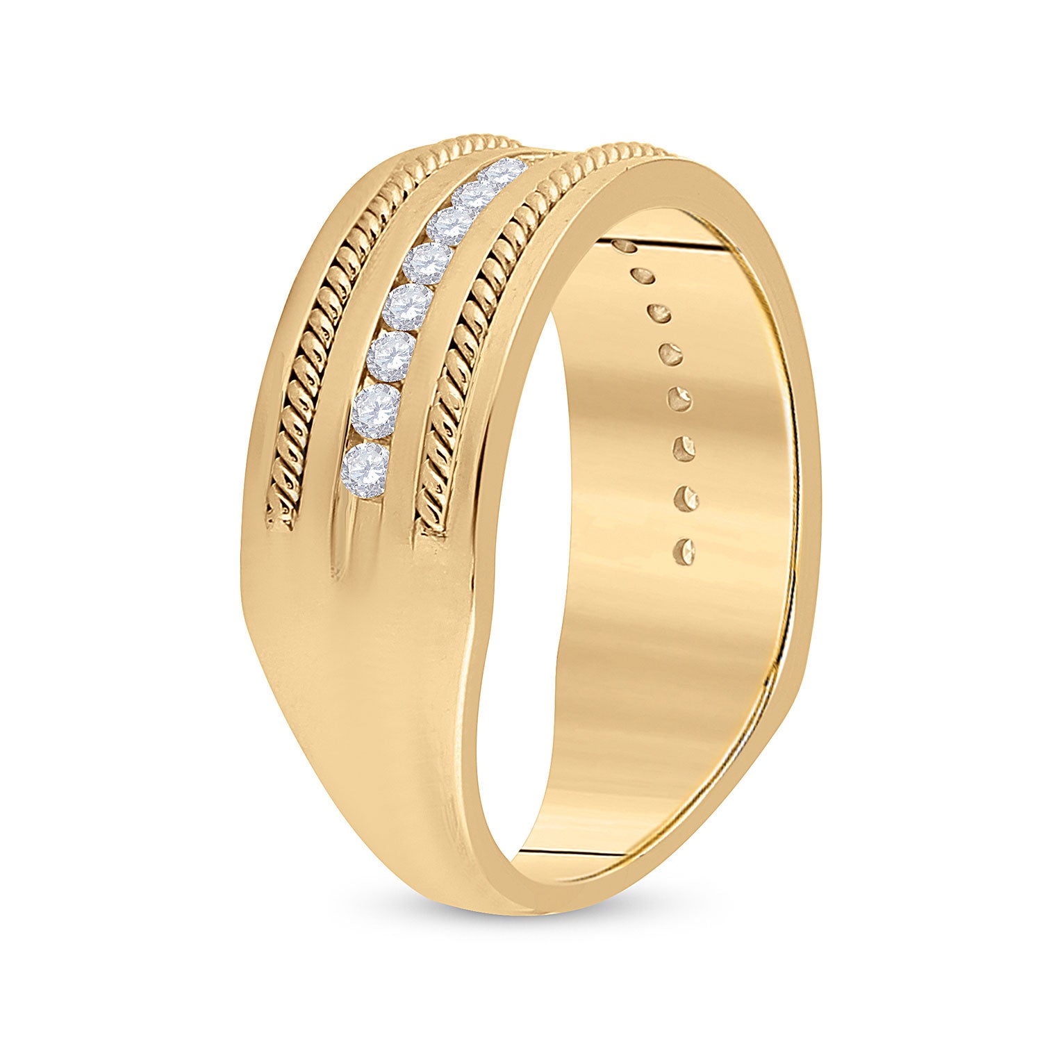 14kt Yellow Gold Mens Round Diamond Wedding Rope Band Ring 1/3 Cttw