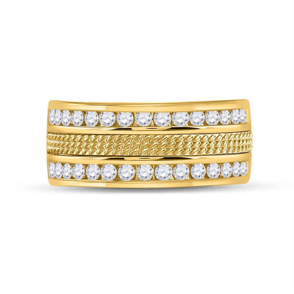 14kt Yellow Gold Mens Round Diamond Wedding Band Ring 1 Cttw