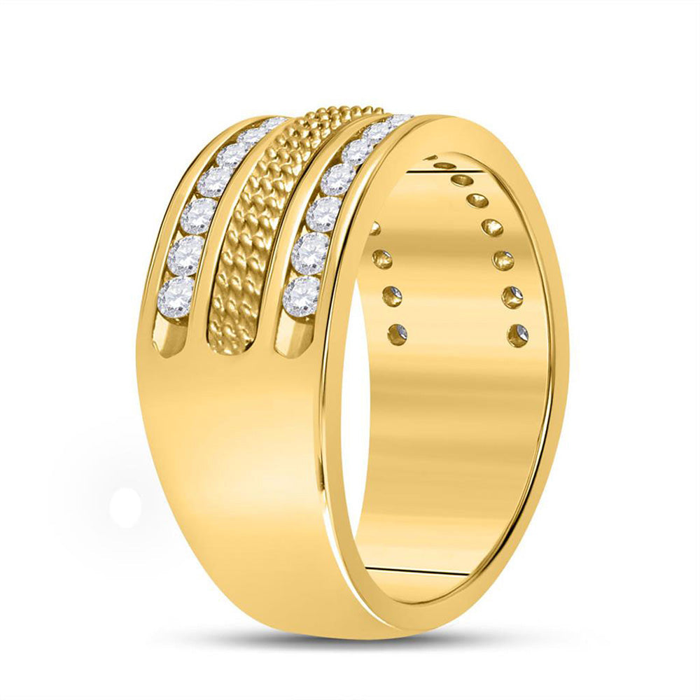 14kt Yellow Gold Mens Round Diamond Wedding Band Ring 1 Cttw