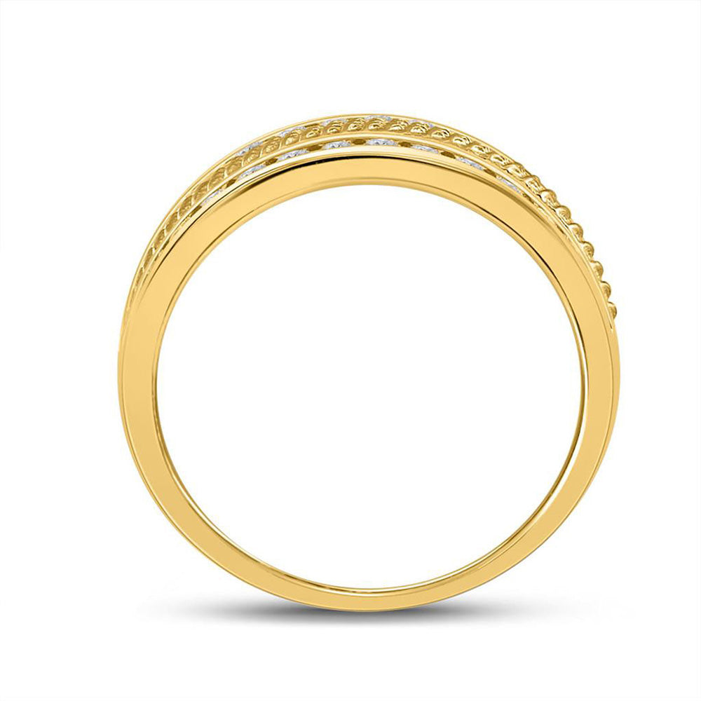 14kt Yellow Gold Mens Round Diamond Wedding Band Ring 1 Cttw